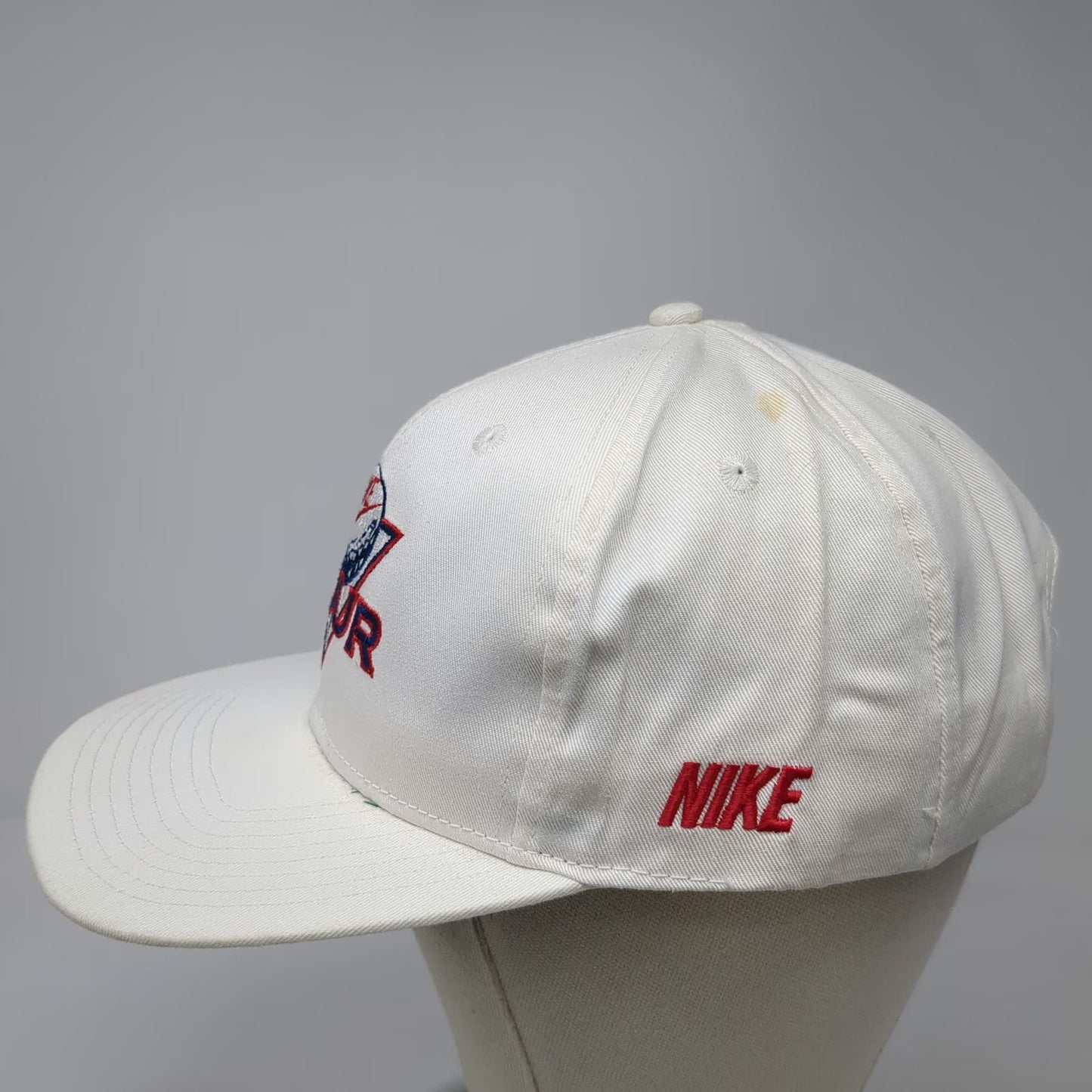 Nike Snapback White One Size Golf Tour Hat Green Undervisor Cotton Taiwan Logo