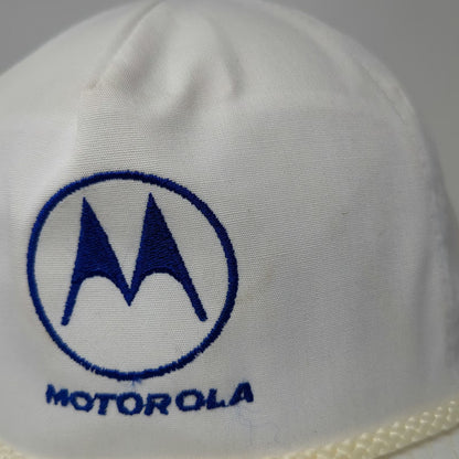 KC 5 Panel White One Size Hat Motorola Logo Blue Embroidery Rope Accent Tech