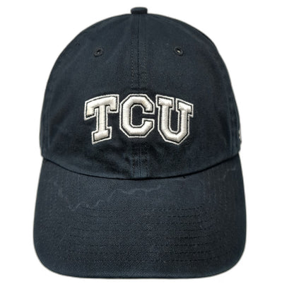 TCU Horned Frogs NCAA '47 Cap Black White One Size OS Slideback Hat Logo Cotton