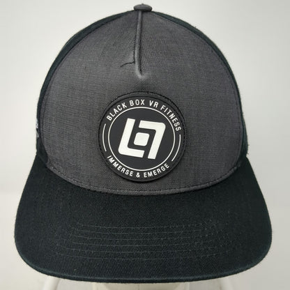 Black Box 5 Panel Black Hat One Size VR Fitness Experience Flat Brim Snapback