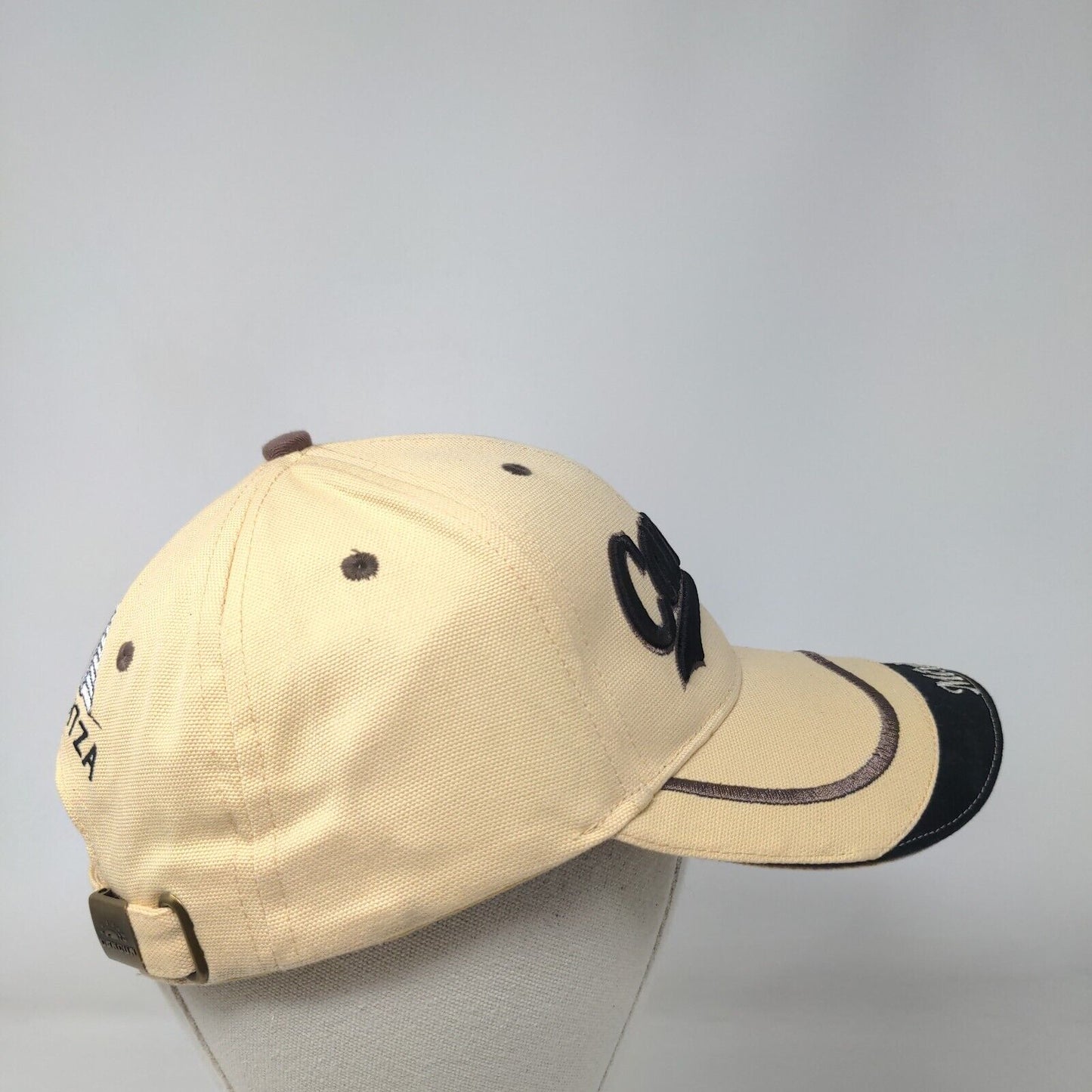 Cancun Mexico Slideback Hat Tan One Size Adjustable Embroidered Chichen-Itza
