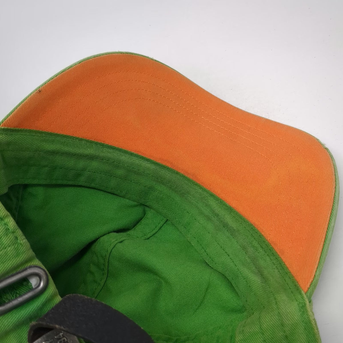 Old Navy Baseball Cap Green One Size Strapback Orange Under Brim Cotton Hat