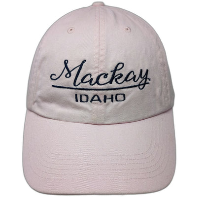 Mackay Idaho Pink One Size Baseball Cap Hat Slideback Script Embroidery Cotton