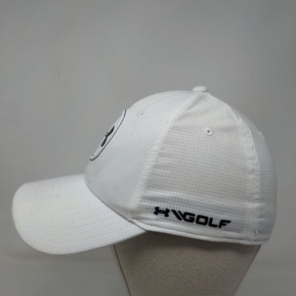 Under Armour Fitted Golf Hat White Medium-Large Embroidered 6 Panel