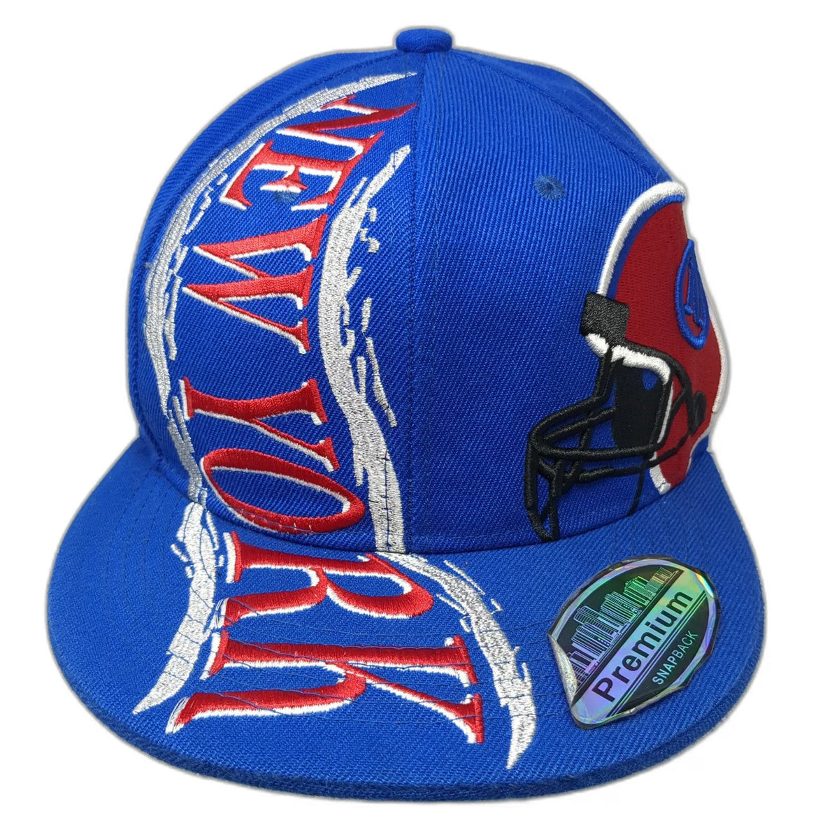 Blue Snapback Hat One Size New York Football Helmet Red White Silver Black Brim