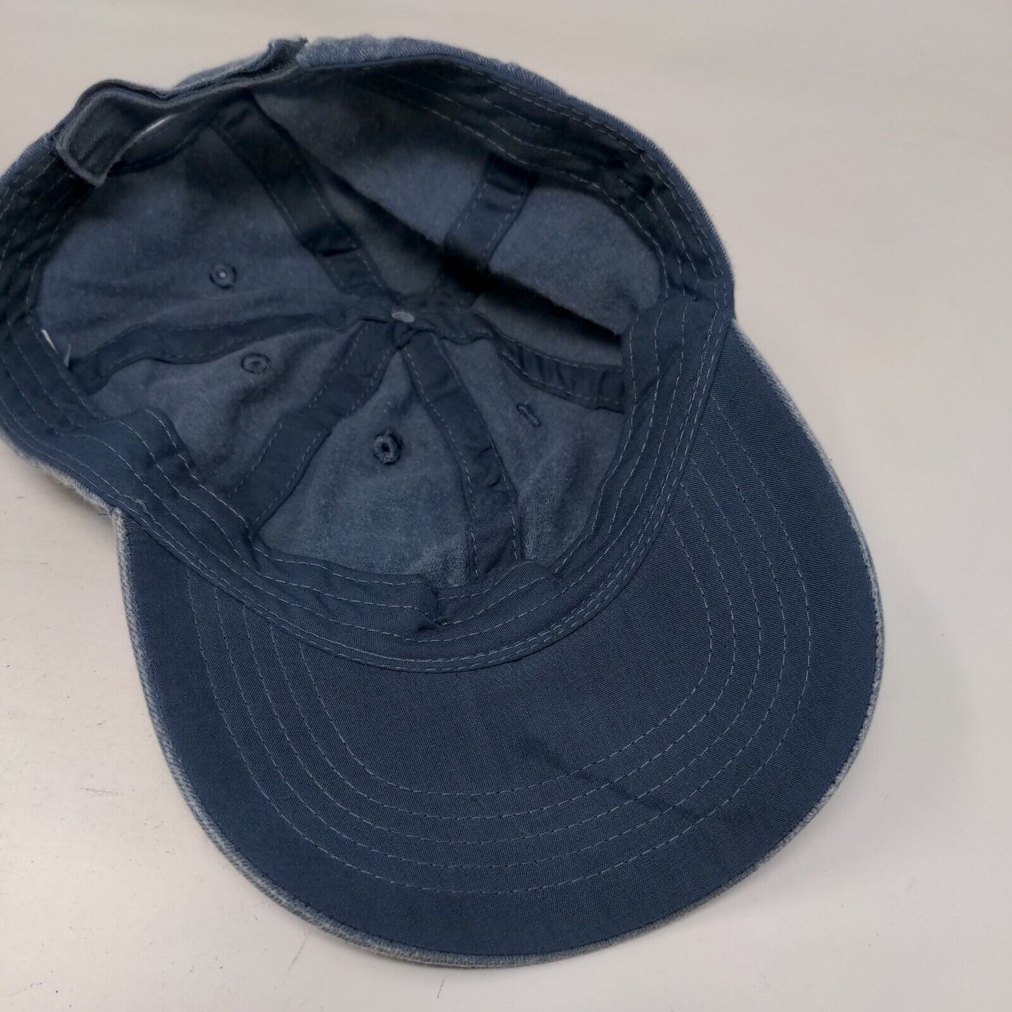 Infinity Strapback Hat Blue OSFM Adjustable Denim Vented Holes 6 Panel Blank