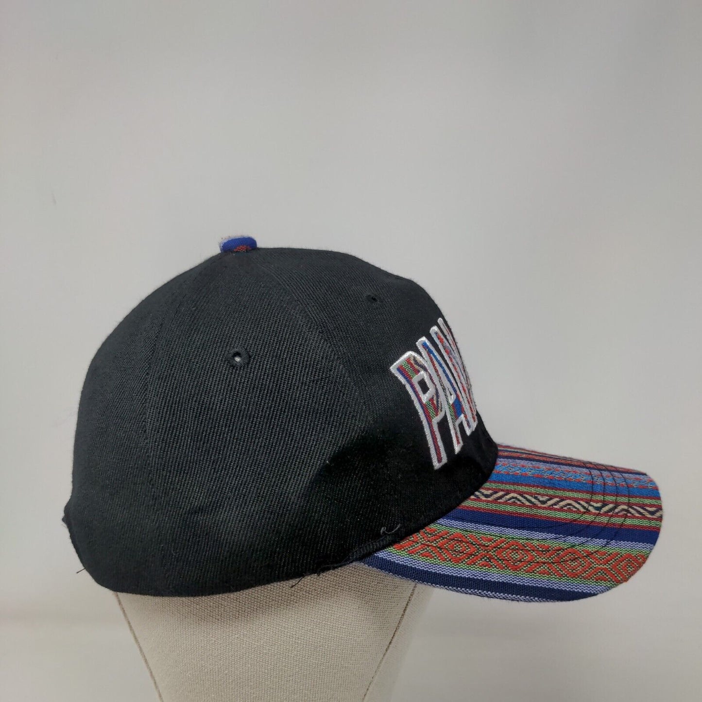 Panama Strapback Hat Multi One Size Embroidered Striped Adjustable