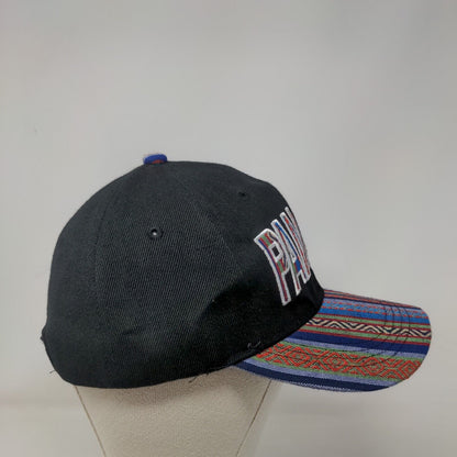 Panama Strapback Hat Multi One Size Embroidered Striped Adjustable