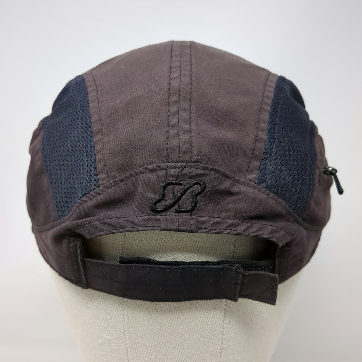 Eddie Bauer Sport 5 Panel Brown One Size Hat Mesh Zip Pocket Reflective Brim