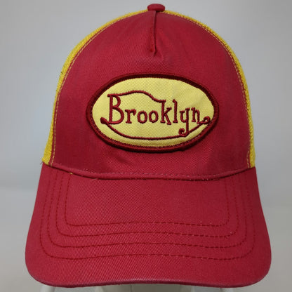 Citeez Brooklyn New York City Trucker Hat Red Yellow Mesh Snapback One Size Cap