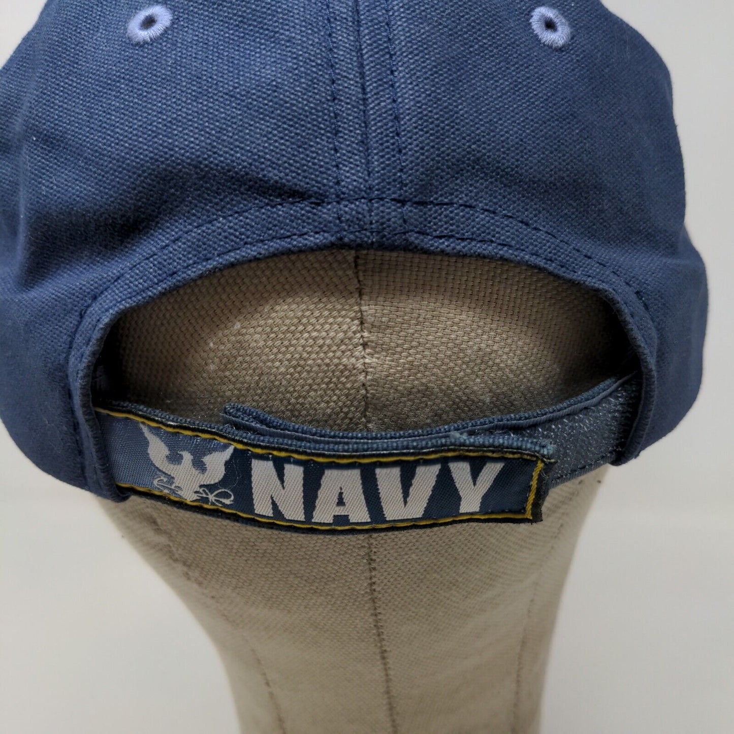 Unbranded Men's Strapback Hat Blue OSFA Embroidered USN US Navy Logo Cotton