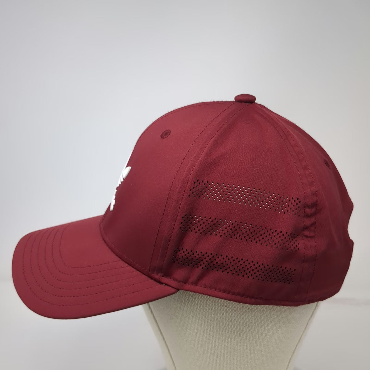 Adidas Snapback Red One Size Perforated Trefoil 3D Logo Gray Undervisor Hat