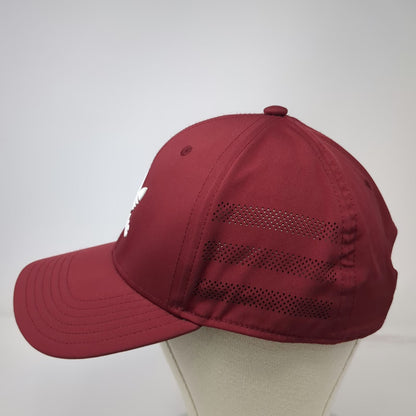 Adidas Snapback Red One Size Perforated Trefoil 3D Logo Gray Undervisor Hat