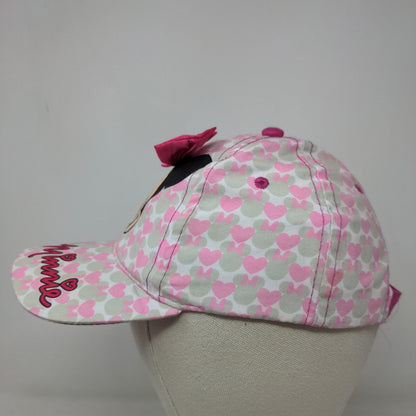 Disney Junior Toddler Girl's Minnie Mouse Strapback Hat Pink Gray Hearts Bow