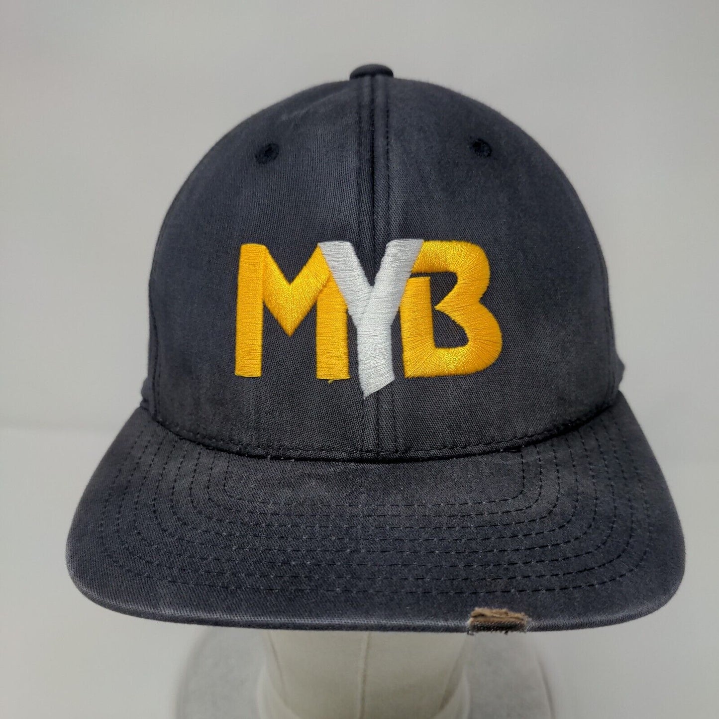 MYB Fitted Hat Blue L/XL Embroidered 6 Panel Pro Model Pacific Headwear