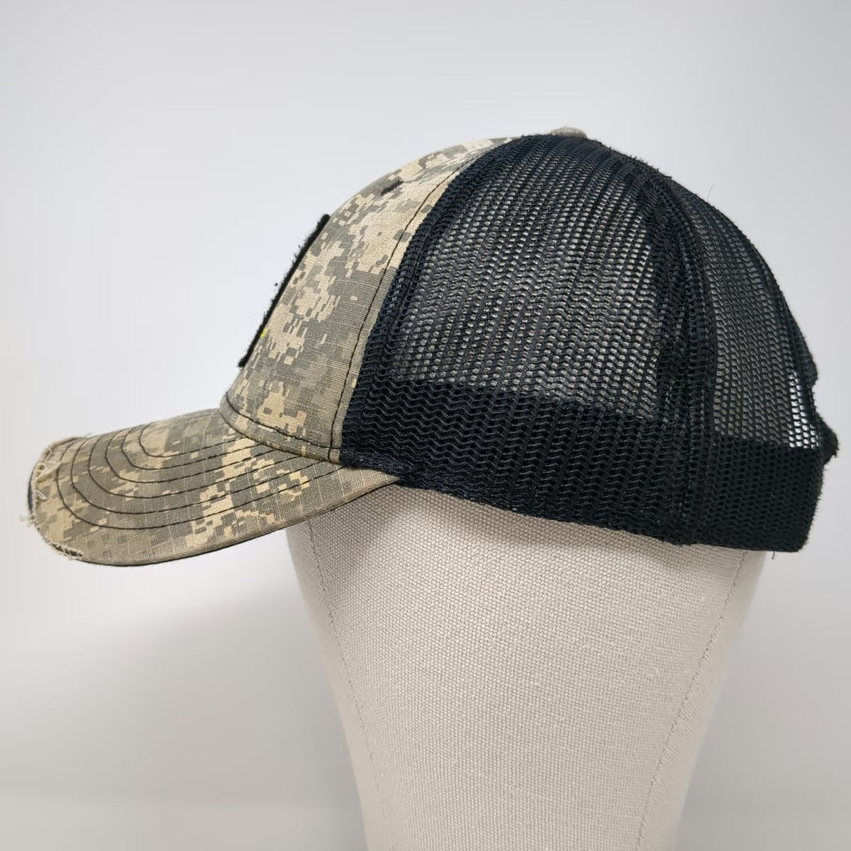 U.S. Army Trucker Hat Gray Camo One Size Distressed Snapback Mesh Star Patch