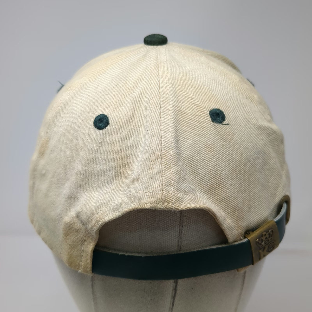 KC Baseball Cap Beige Green One Size Manhattan College Suede Bill Slideback Hat