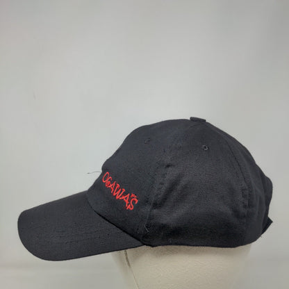 Ogawas Strapback Hat Black One Size Adjustable Embroidered Vented Holes 6 Panel