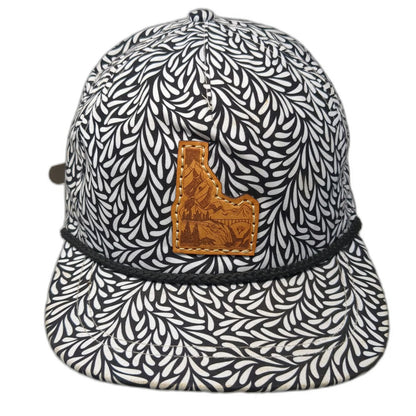 Imperial 5 Panel White Black Idaho Leather Patch Rope Cord One Size Hat