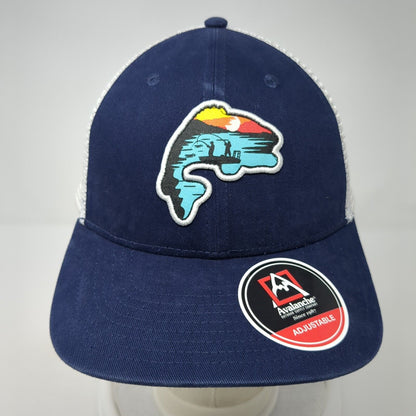 Avalanche Snapback Mesh Back Trucker Hat Blue One Size Adjustable