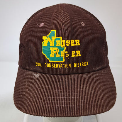 Weiser River Soil Conservation Dist Brown 5 Panel Hat One Size Corduroy Snapback