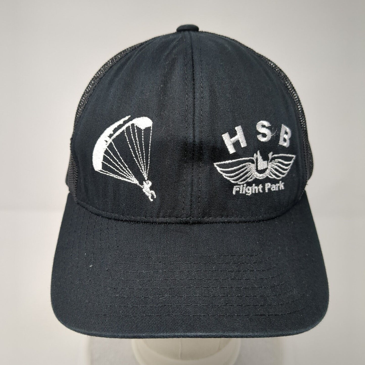 HSB Flight Park Snapback Trucker Hat Black OS Adjustable Mesh Pacific Headwear