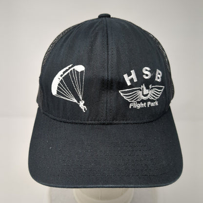 HSB Flight Park Snapback Trucker Hat Black OS Adjustable Mesh Pacific Headwear