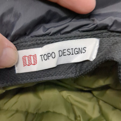 Topo Designs 5 Panel Green Hat One Size Ear Flaps Nylon Padded Winter Cap