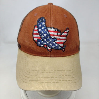 American Flag Eagle Strapback Trucker Hat Multi One Size Mesh Back