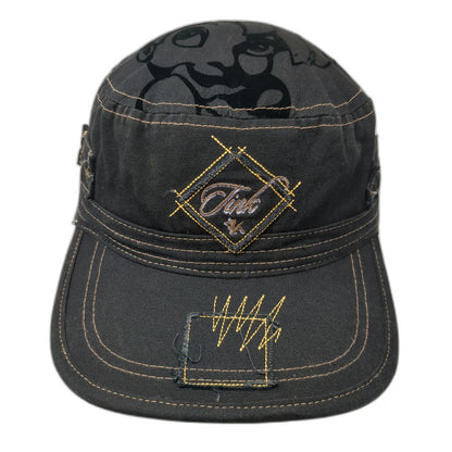 Walt Disney World Army Cap Black One Size Tinkerbell Chenille D Patch Hat Stitch