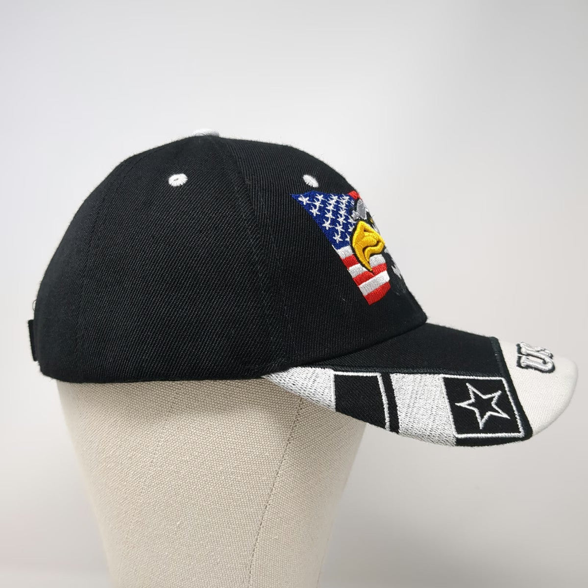 Baseball Cap Black White Red Blue One Size Eagle USA Strapback Hat Embroidery