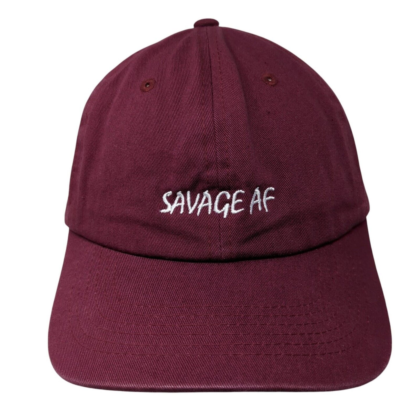 Savage AF Slideback Hat Red Burgundy OSFM Adjustable Embroidered