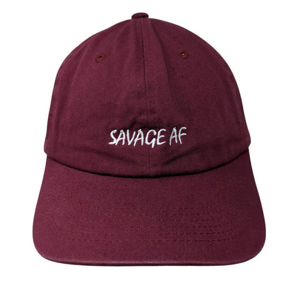 Savage AF Slideback Hat Red Burgundy OSFM Adjustable Embroidered