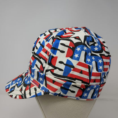 Kromer Baseball Cap White Blue Red 7 1/8 USA Flag Fitted Welder AOP Print Hat