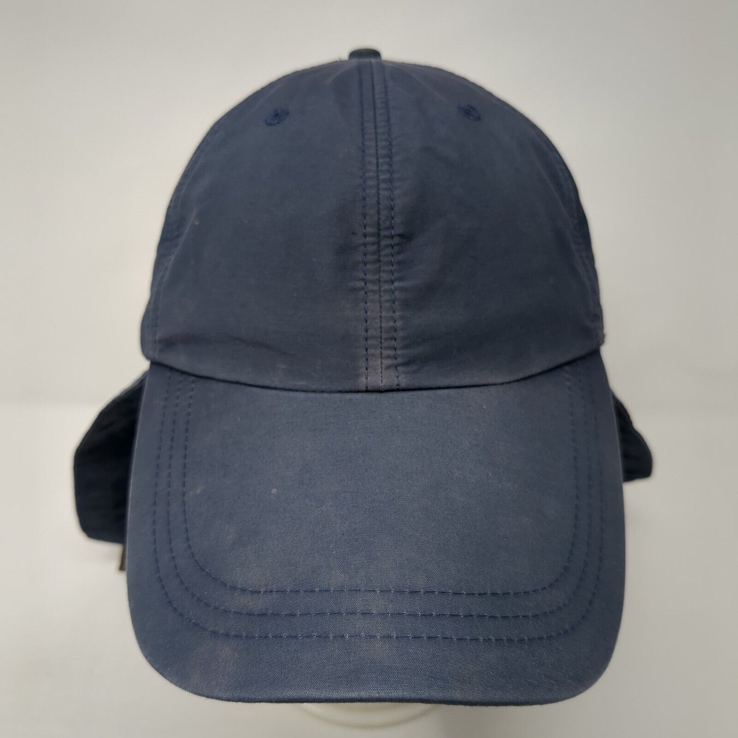 Adams Sunblock Trapper Hat Blue OS Neck Ear Flaps Adjustable Drawstring Blank