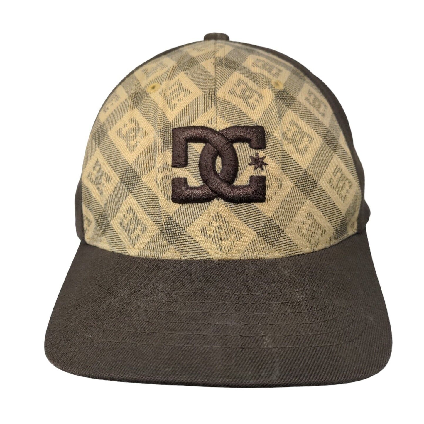 DC Shoes Fitted Hat Brown S-M Flexfit Embroidered Logo Colorblock 6 Panel