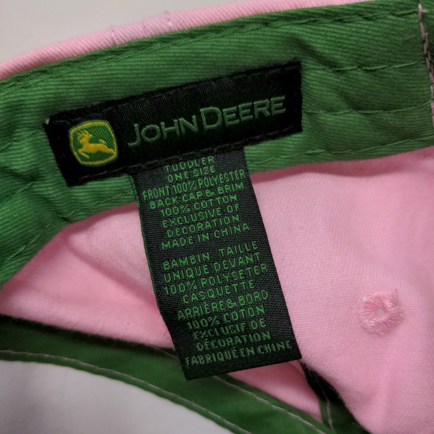 John Deere Girl's Stretchy Hat Pink White Size Toddler OS Horse Graphic Logo