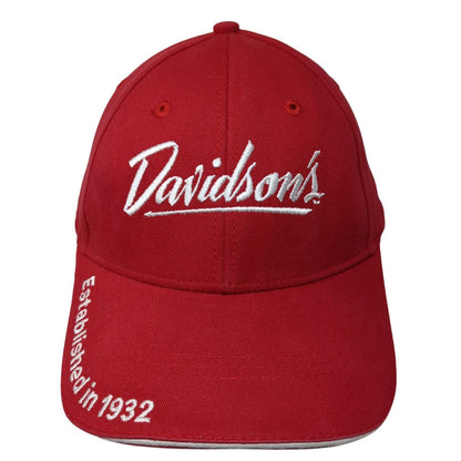 Davidson's Established in 1932 Strapback Hat Red OS Adjustable Mountain Lakes