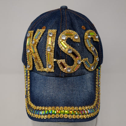 KISS Slideback Hat Blue One Size Adjustable Denim Bling Sequin Rhinestone