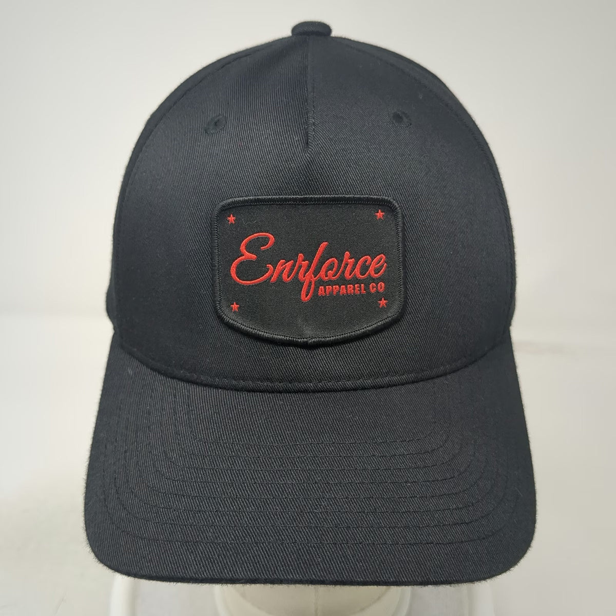 Flexfit 5 Panel Black XL Enforce Apparel Co Patch Stretch Fit Polyester Hat