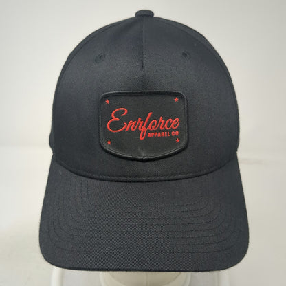 Flexfit 5 Panel Black XL Enforce Apparel Co Patch Stretch Fit Polyester Hat