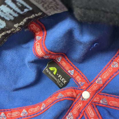 Superman Fitted Hat Blue One Size A-Flex Embroidered Vented Holes 6 Panel Anoma