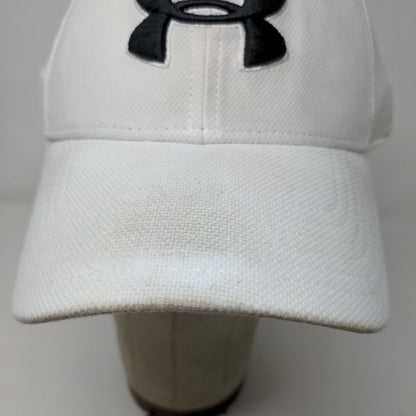 Under Armour Men's Fitted Hat White Size L/XL Embroidered Logo Spell Out