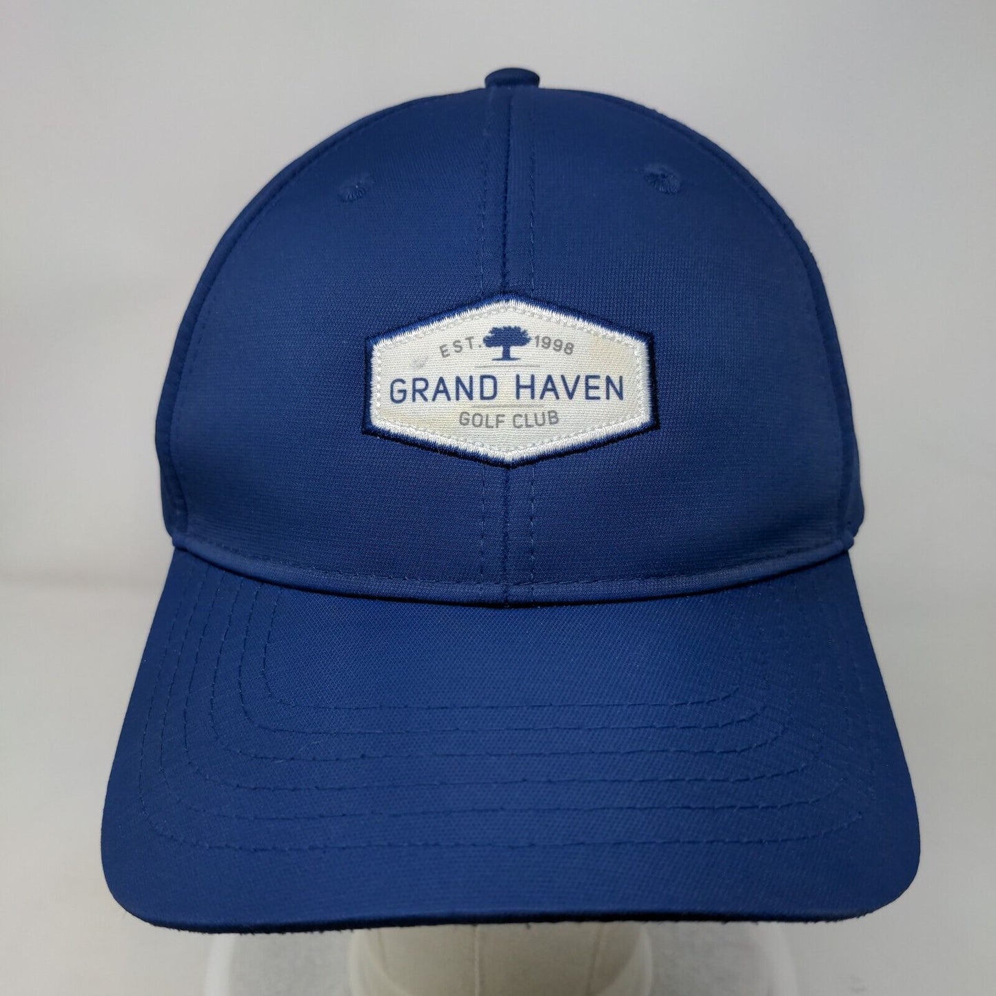 Grand Haven Golf Club Strapback Hat Blue Mid Fit Ahead Performance