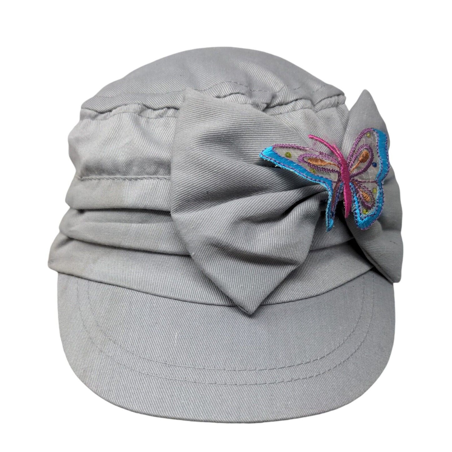 Unbranded Fitted Cadet Army Cap Hat Gray One Size Solid Bow Butterfly