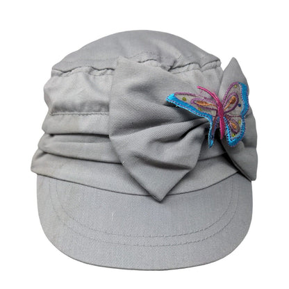 Unbranded Fitted Cadet Army Cap Hat Gray One Size Solid Bow Butterfly