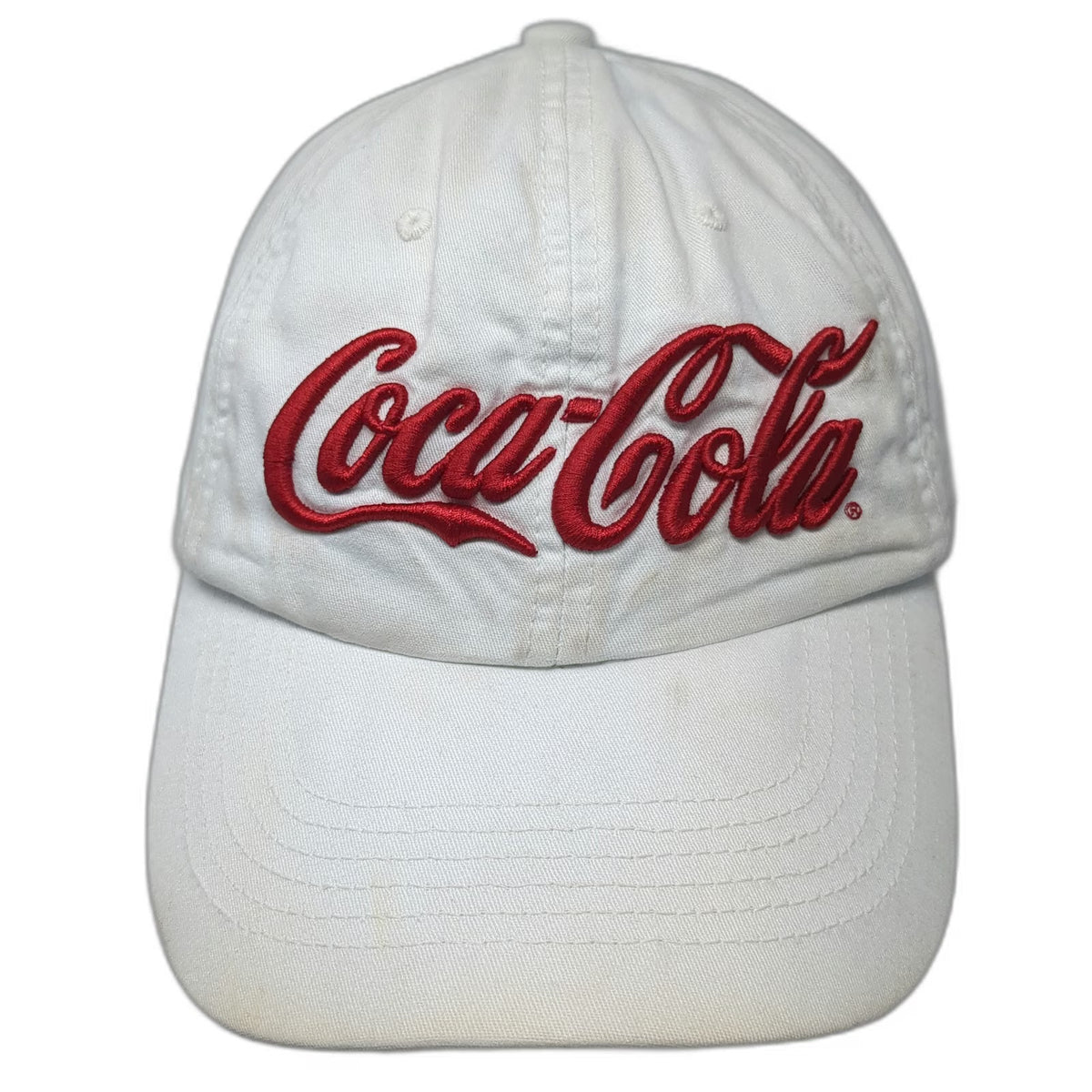 Coca-Cola Baseball Cap White OSFM Slideback Cotton Embroidered Script Logo Hat
