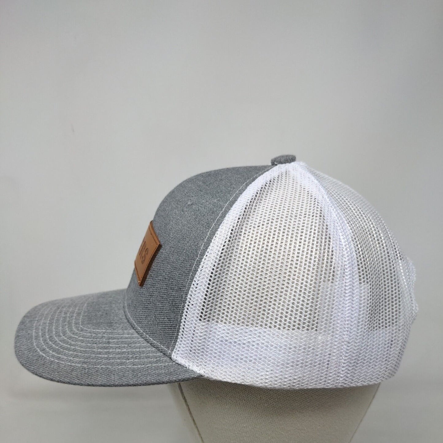 Leapers Leather Patch Snapback Trucker Hat Gray One Size Mesh Back