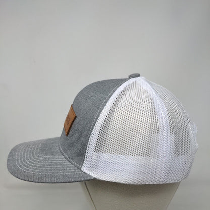Leapers Leather Patch Snapback Trucker Hat Gray One Size Mesh Back