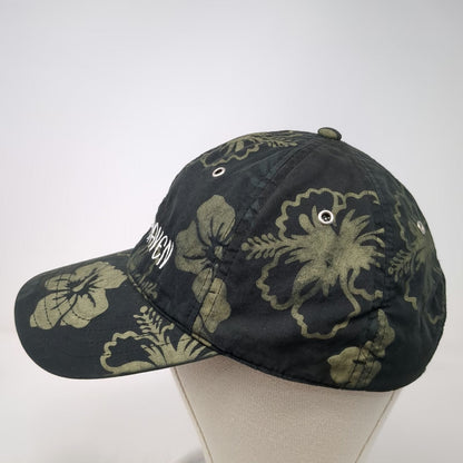 Hyp Baseball Cap Black Green Hibiscus Floral Print Camp Ida-Haven Hat One Size